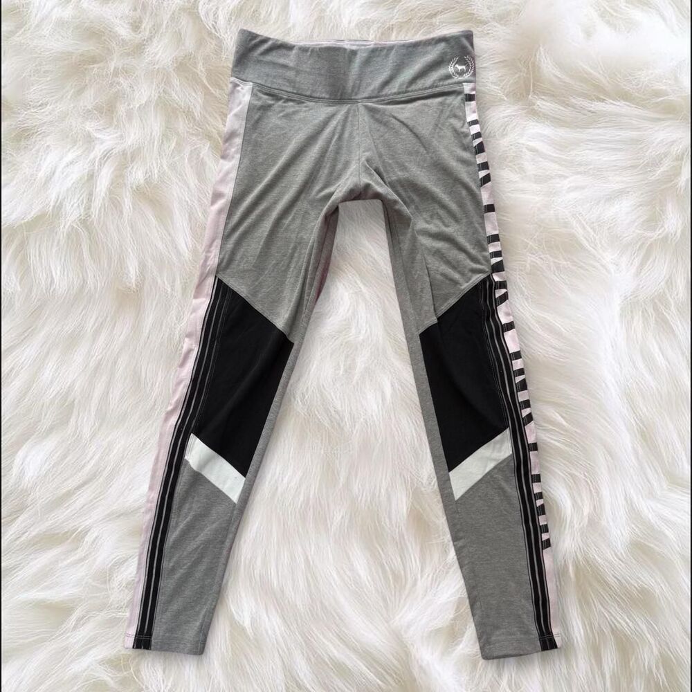 PINK Victoria’s Secret Ultimate Leggings Size Medium Gray Colorblock Activewear